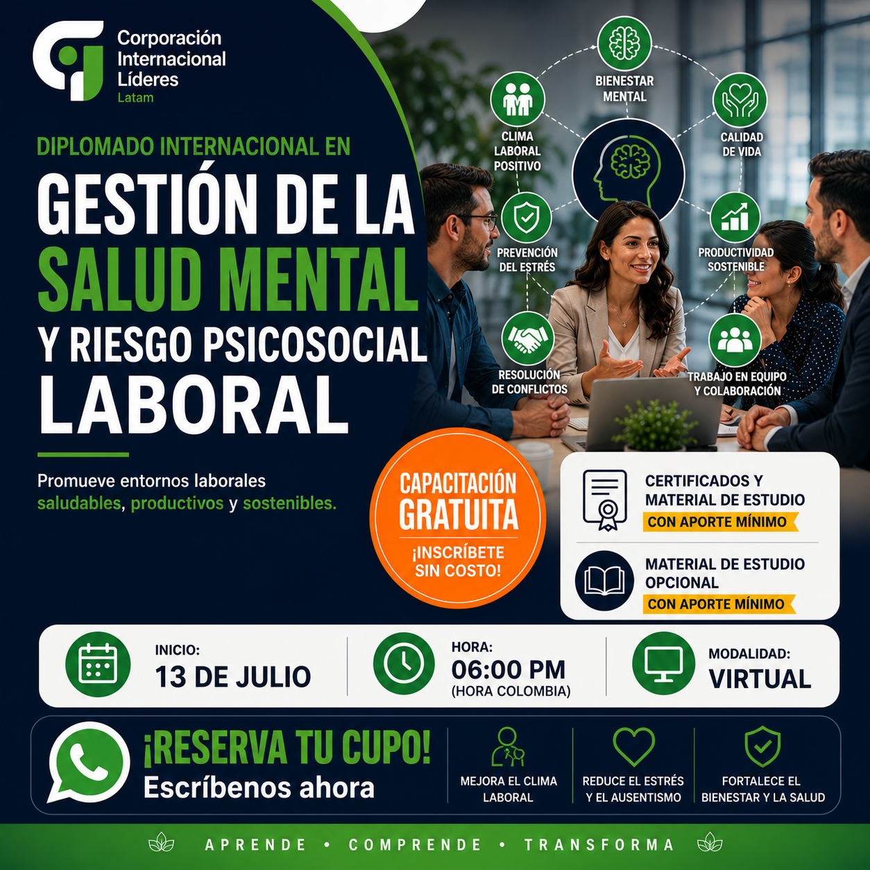 Corporación Internacional Líderes Latinoamérica ONG Facebook ad: DIPLOMADO EN GESTION DE LA SALUD MENTAL Y RIESGO…