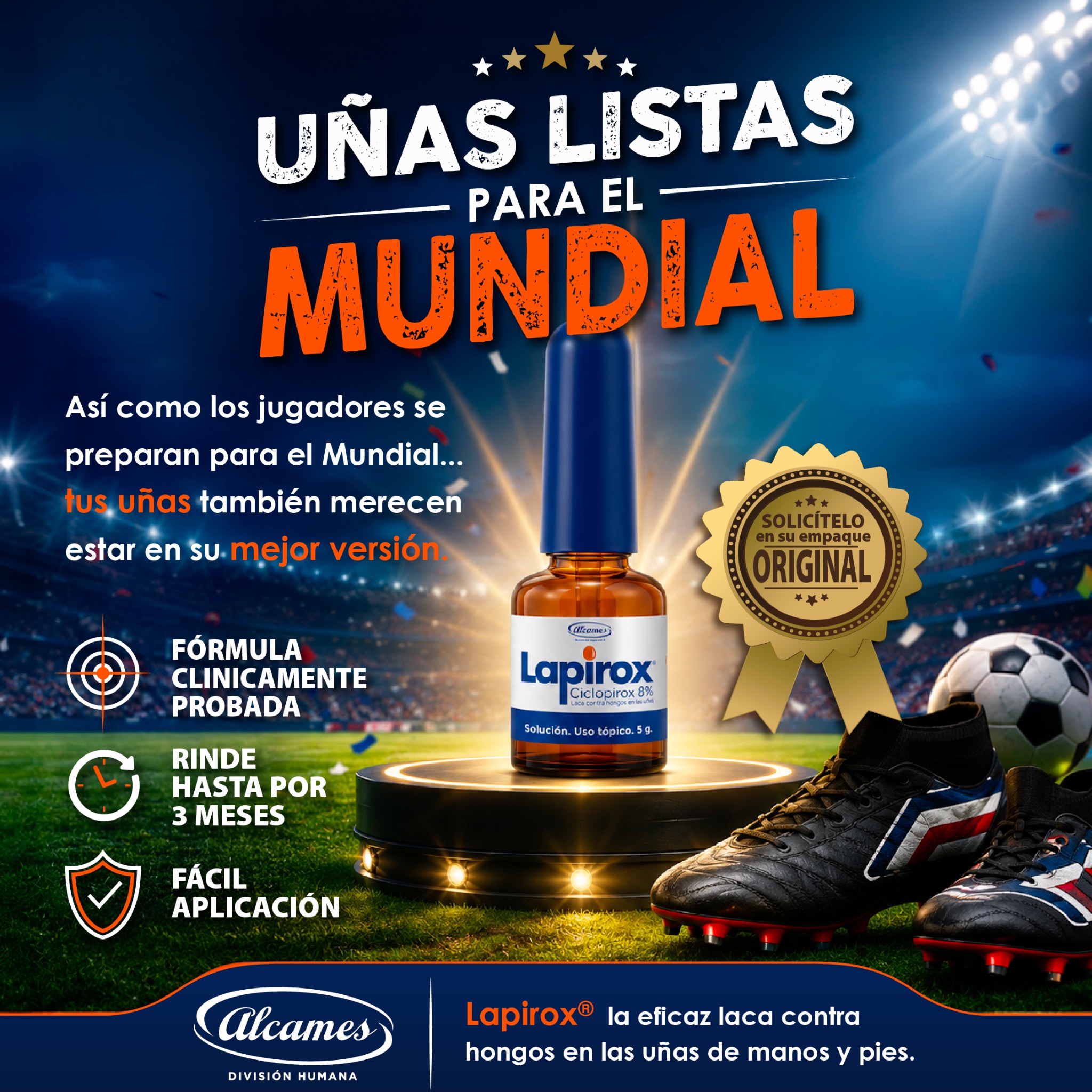 Alcames División Humana Facebook ad: Uñas listas para el Mundial