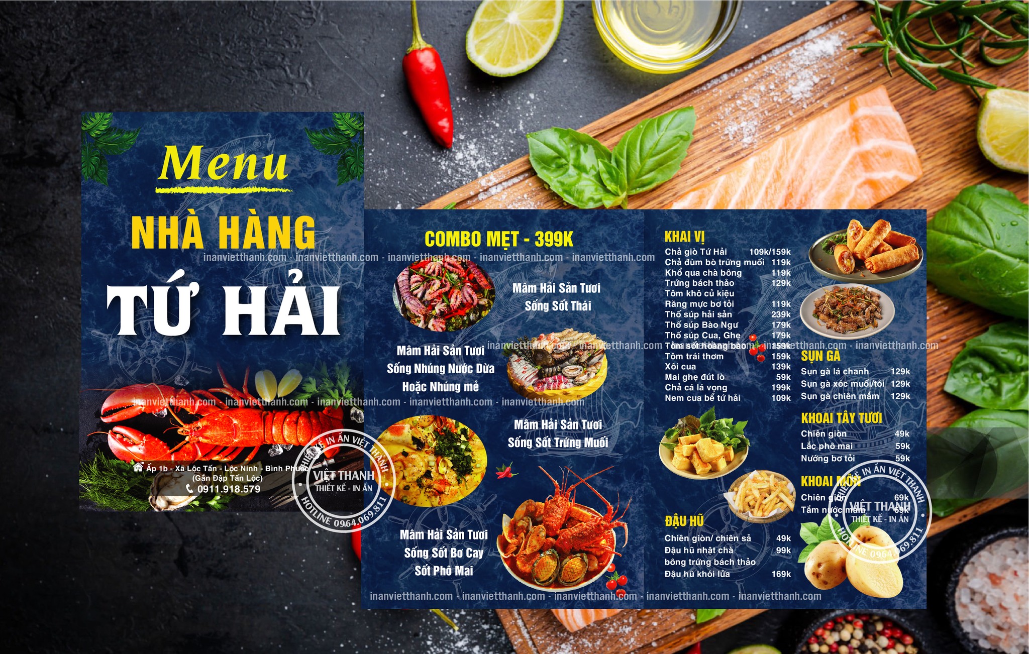 Thiết kế và In ấn Việt Thanh Facebook ad: Menu hải sản, quán ăn giá đình, quán…