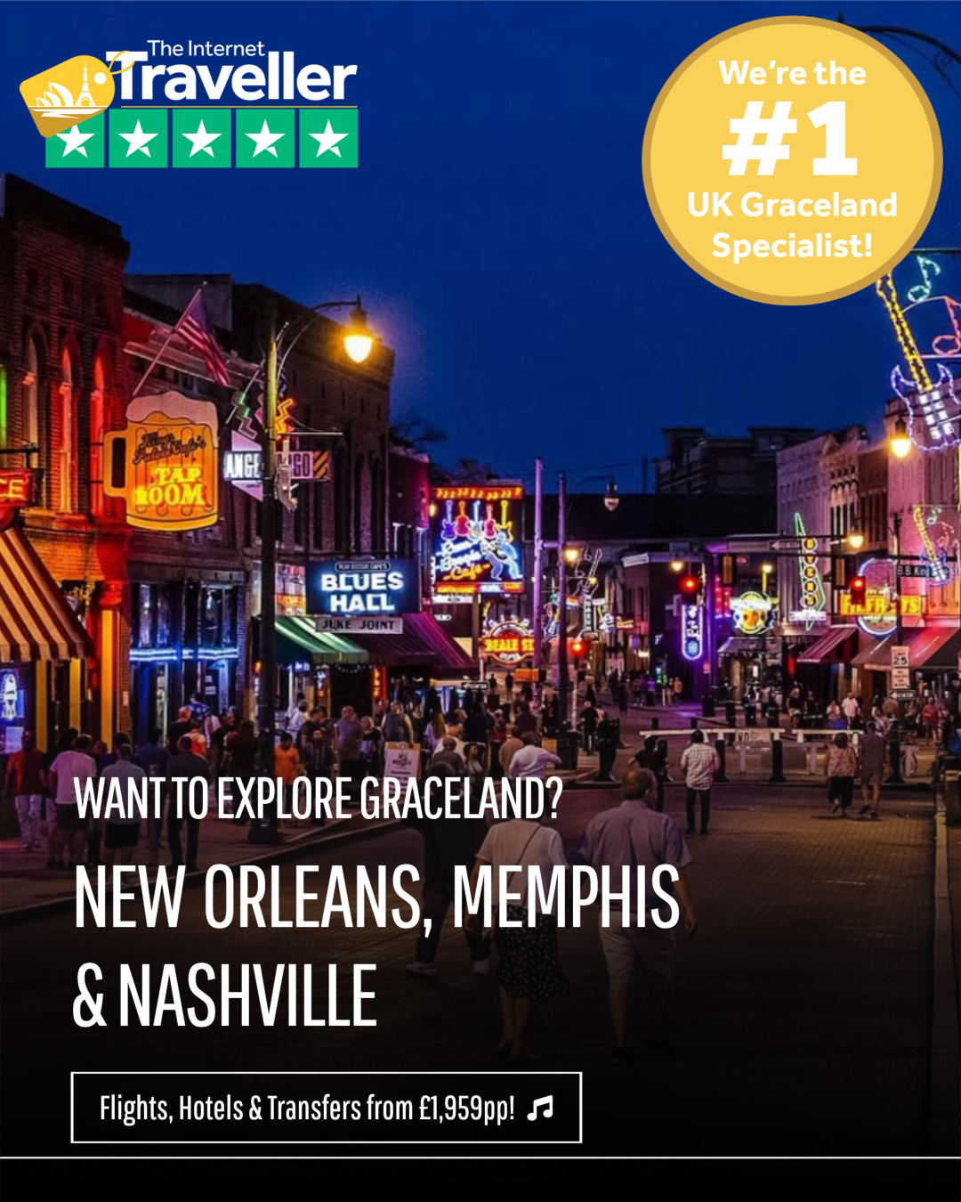 The Internet Traveller Facebook ad: Nashville, Memphis & New Orleans
