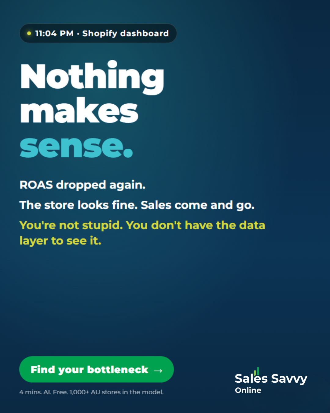 Sales Savvy Online Facebook ad: Find Your Bottleneck