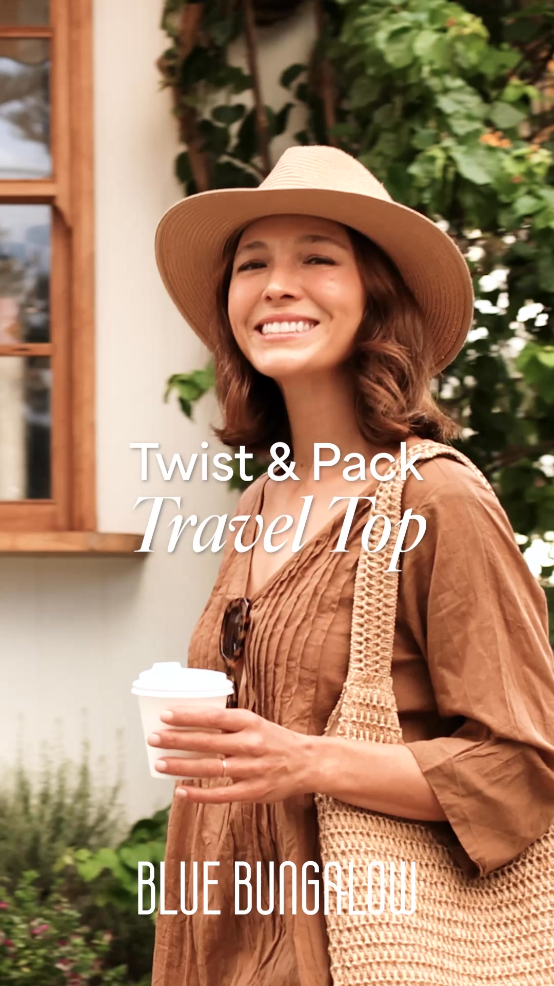 Blue Bungalow Facebook ad: Twist & Pack Travel Top - $49.95