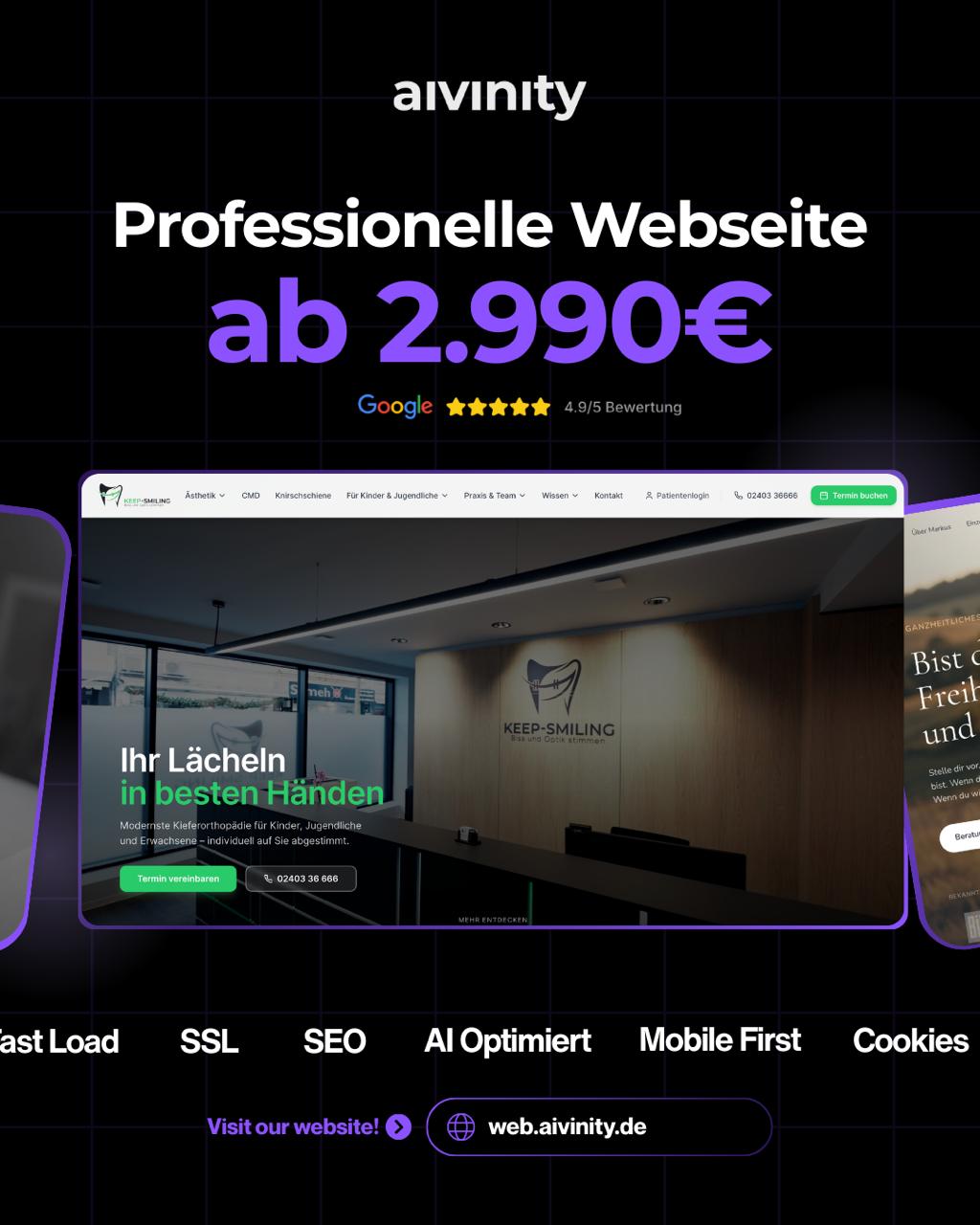 Aivinity Facebook ad: Premium Webdesign: in 7 Tagen fertig. ab 1.490€ - jetzt…