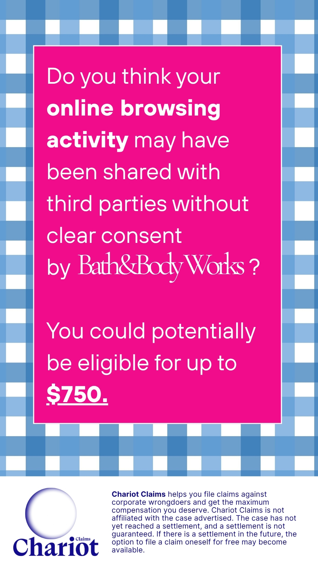 Chariot Claims - formerly ClaimClam Facebook ad