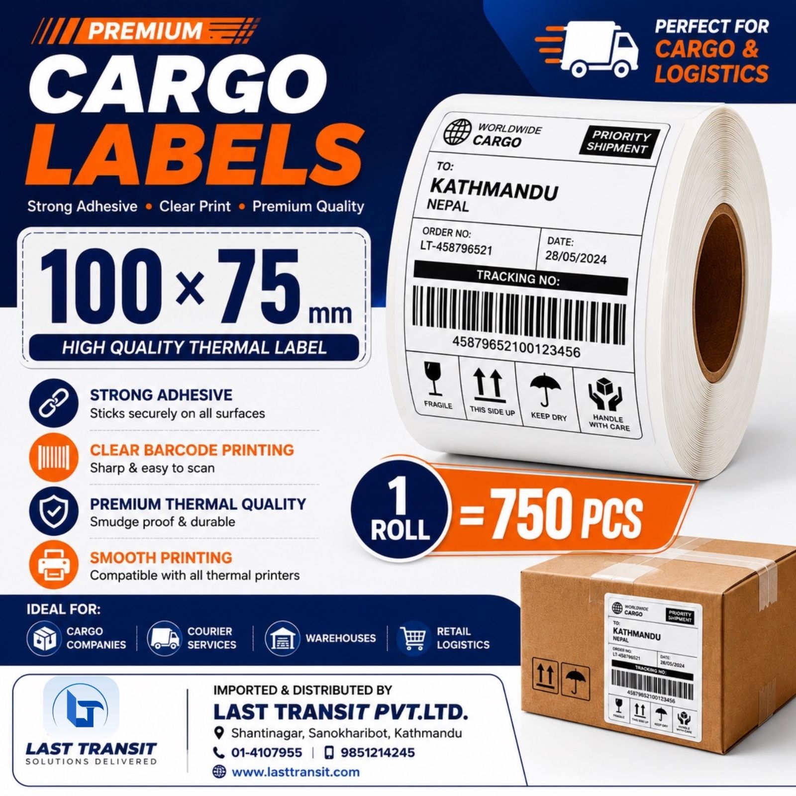 Last Transit Facebook ad: Cargo Label/Barcode Sticker (100x75)mm