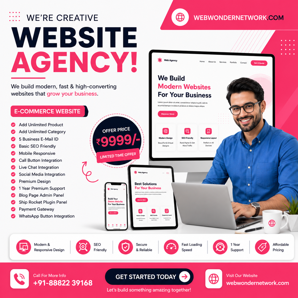 Web Wonder Network Facebook ad: Get quote now