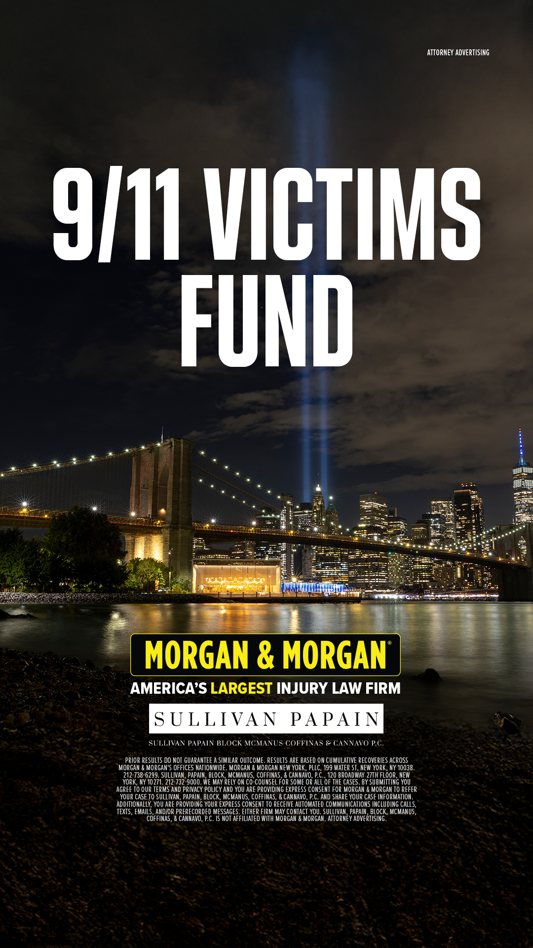 Morgan & Morgan Facebook ad: Were You in the 9/11 Exposure Zone?