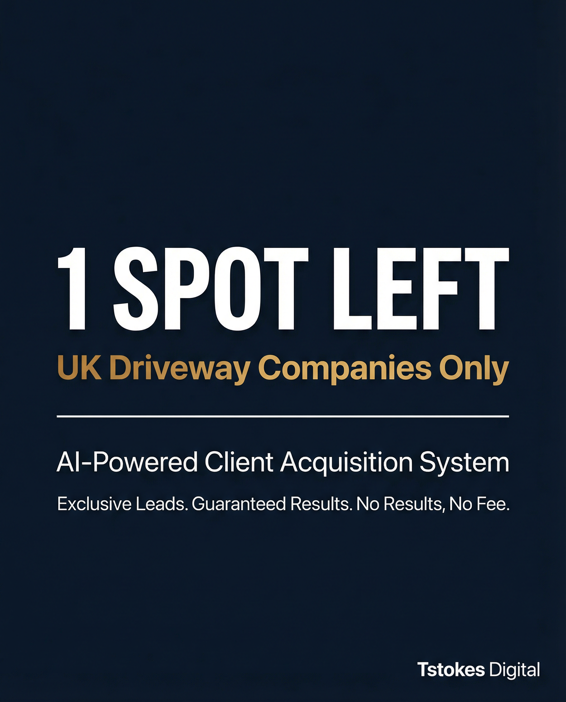 Tstokes Digital Facebook ad: 1 Spot Left in Your Region, Claim It Now