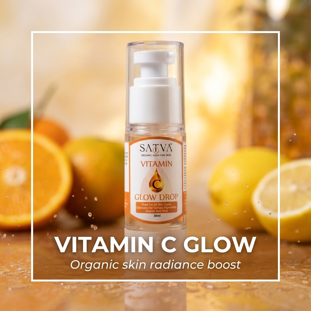 SATVA - Organic Skincare Facebook ad: Buy Vitamin C Glow Drop Now!