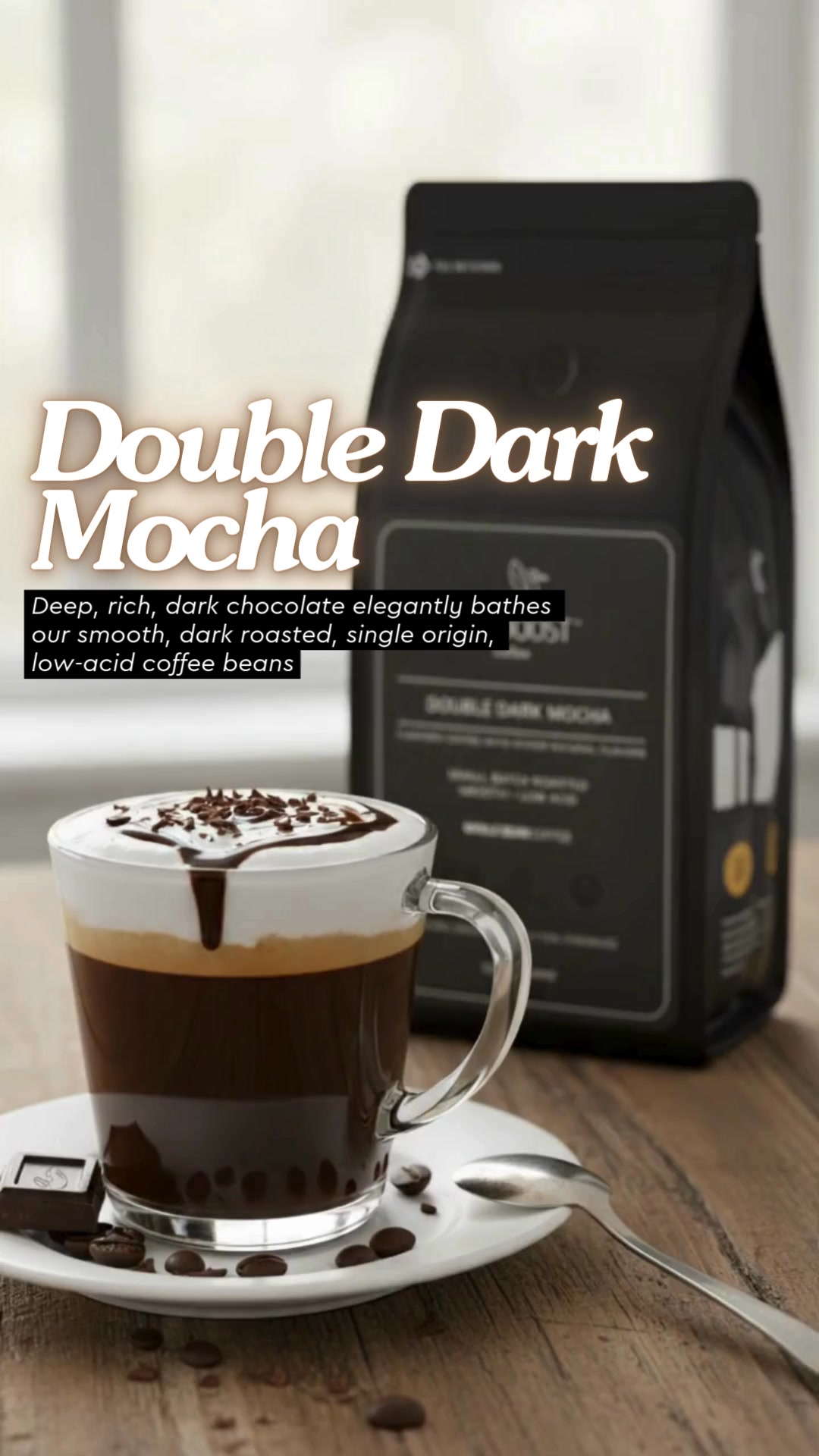Lifeboost Coffee Facebook ad: Velvety Dark Chocolate Meets Low-Acid Dark Roast.