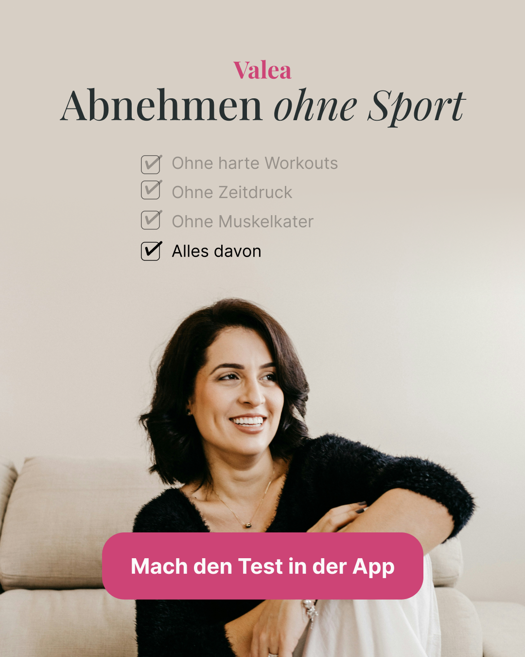 Valea - Abnehmen für Frauen Facebook ad: Nimm ab ohne Sport