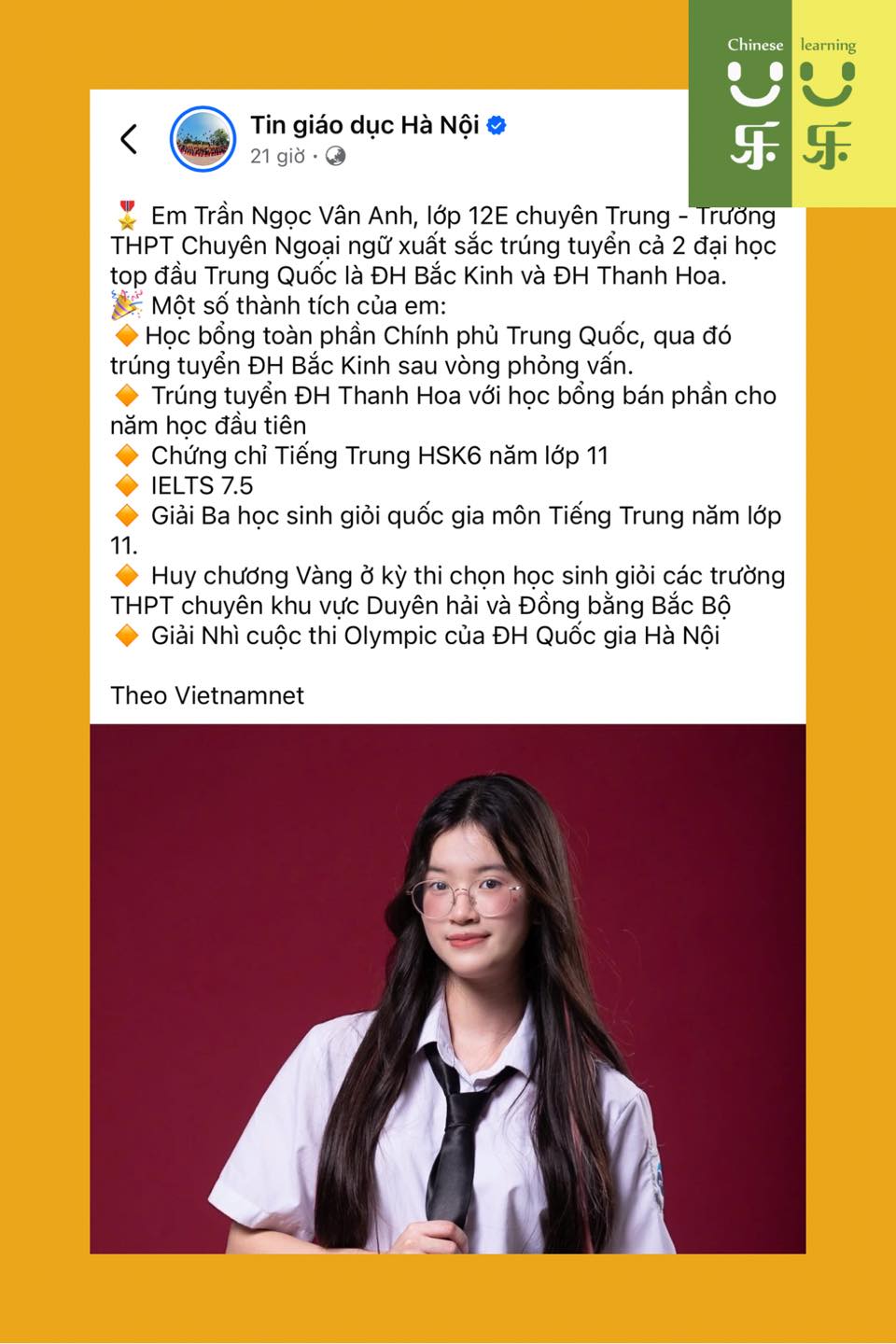Tiếng Trung Lạc Lạc Facebook ad: HỌC TIẾNG TRUNG SỚM ĐỂ SĂN HỌC BỔNG