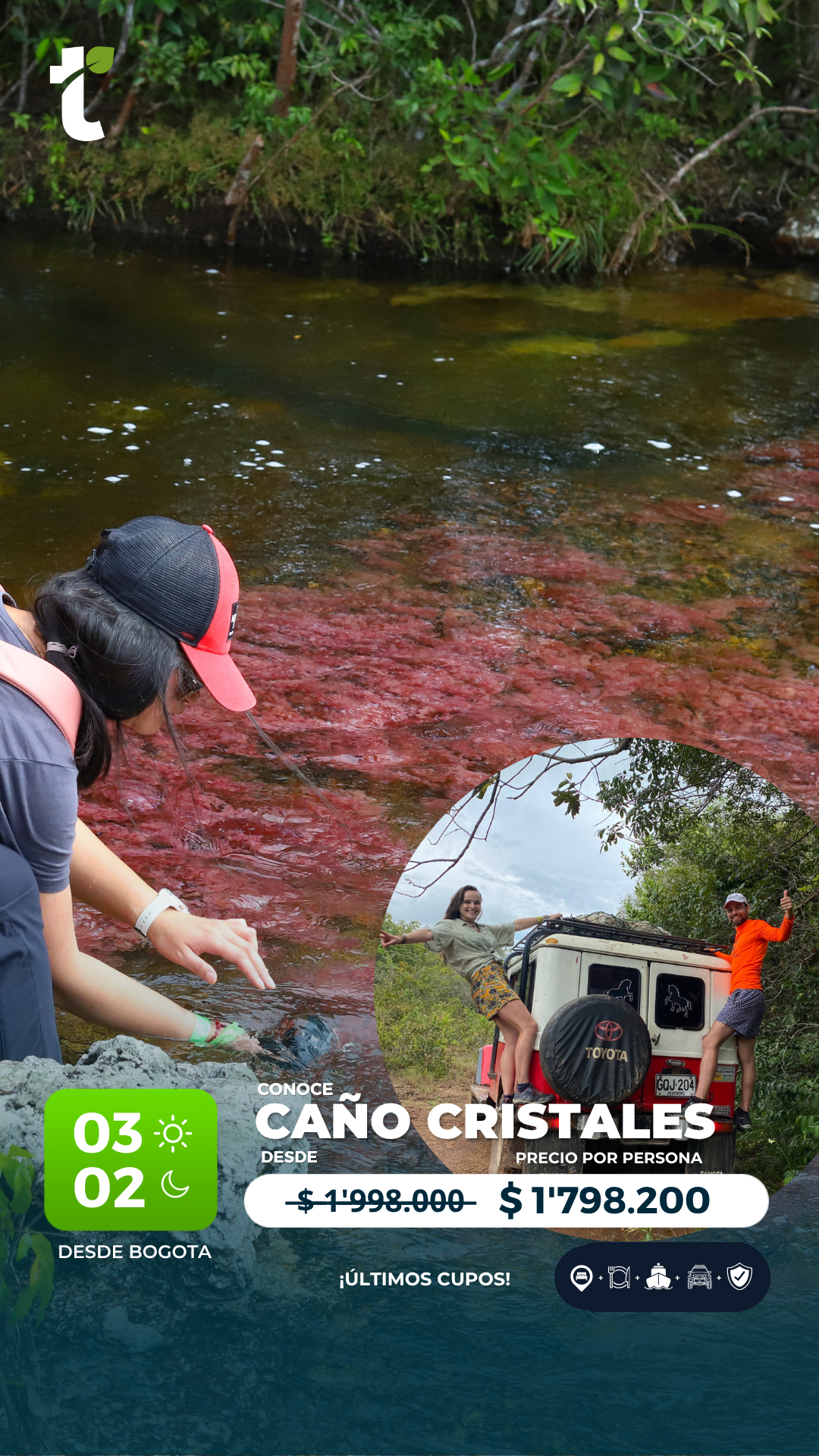 travelgreen.com.co Facebook ad: Vive Caño Cristales en 4x4