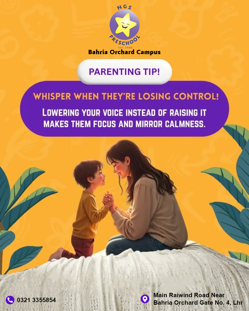 NGS Preschool & Junior Campus - Bahria Orchard Campus Facebook ad: When your child is overwhelmed, don’t raise your…