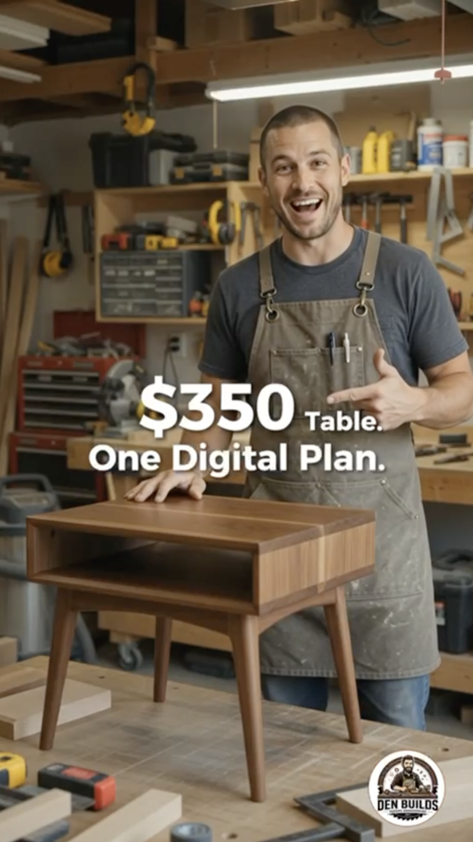 Woodmaster Facebook ad: 100+ Woodworking Plans, Instant Download