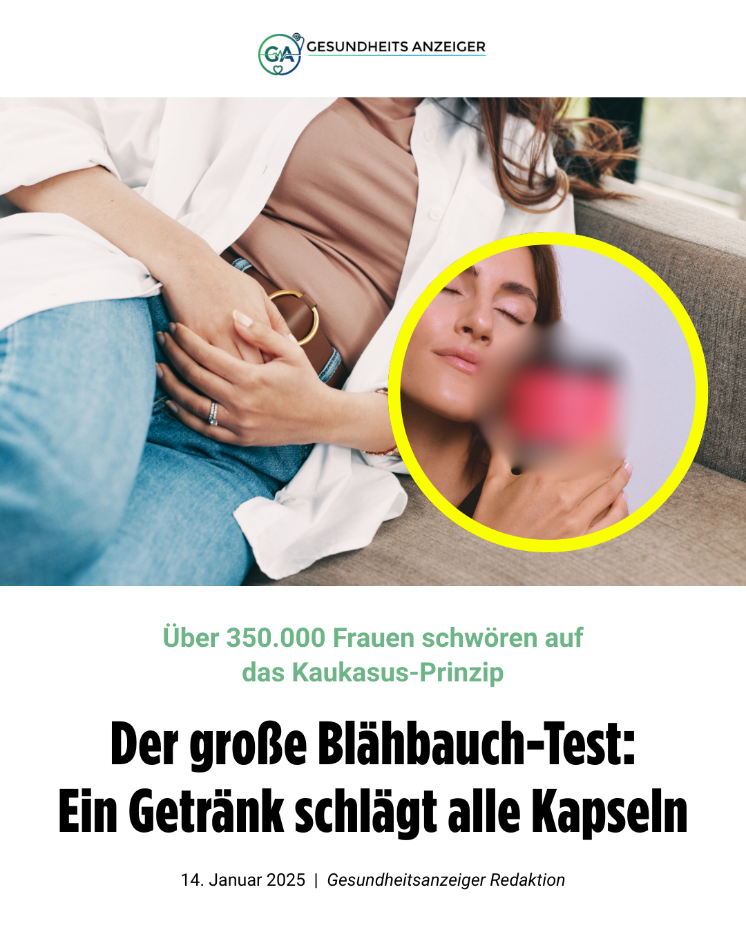 Gesundheitsanzeiger Facebook ad: Flacher Bauch bis ins hohe Alter: Das Kaukasus-Geheimnis