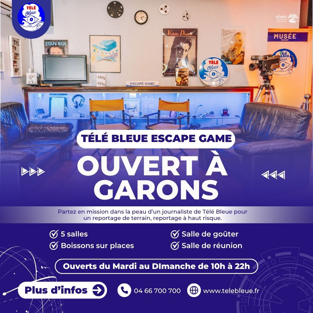 TéléBleue - Escape Game - Nîmes Garons Facebook ad: Réserver, Télé Bleue Escape Game Nîmes