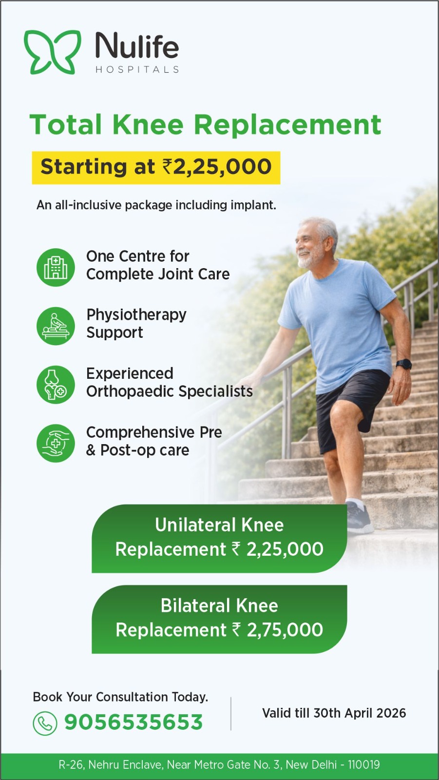 Nulife Multispecialty Hospital Facebook ad from Mar 31, 2026