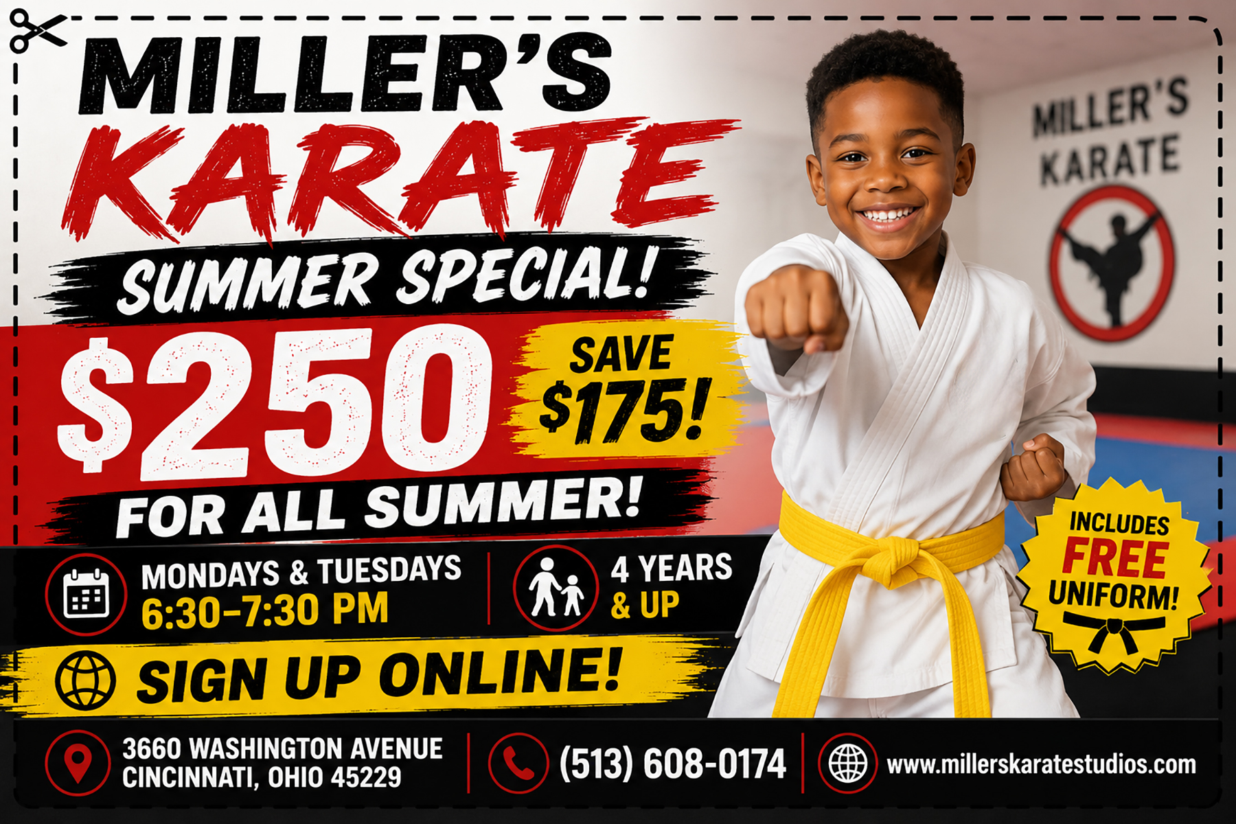 Miller's Karate Studios Facebook ad