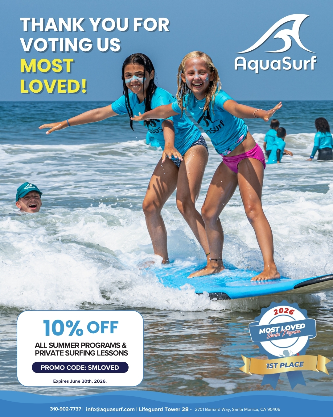 Aqua Surf School Facebook ad