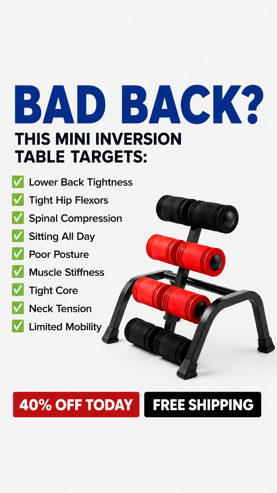 VitaSense Facebook ad: Decompress Your Back In 10 Minutes