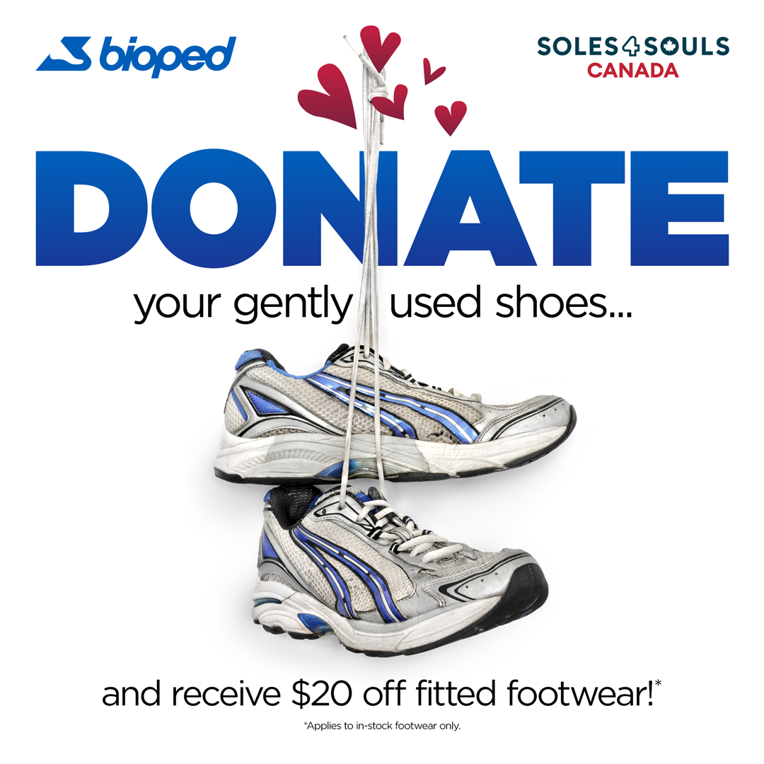 BioPed Footcare Facebook ad: Drop off your gently used shoes today!
