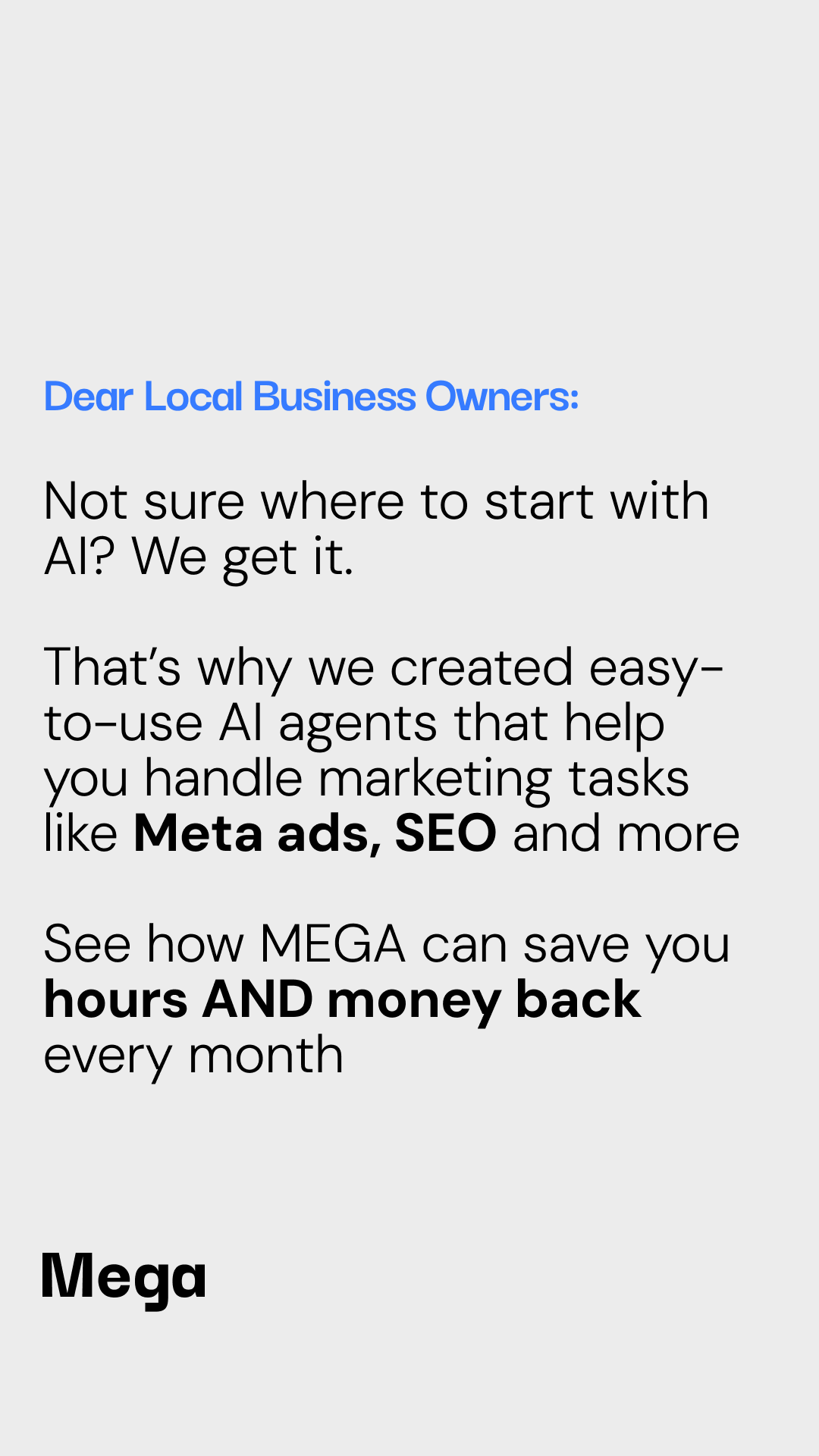 MEGA AI Facebook ad