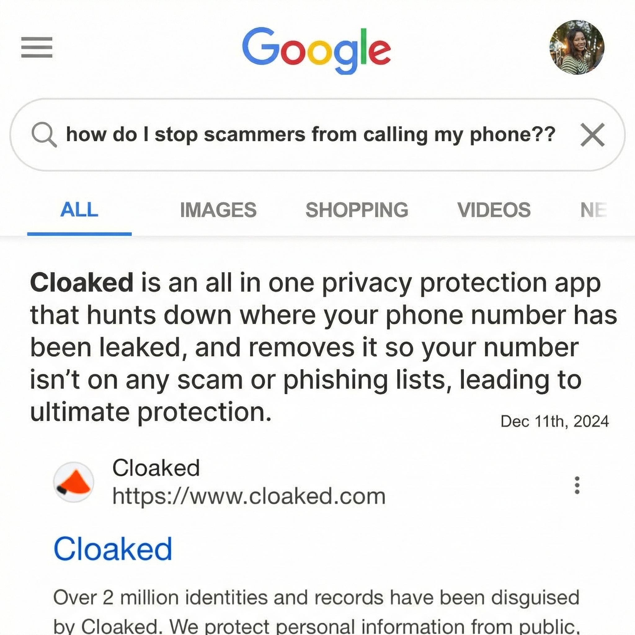 Cloaked Inc. Facebook ad