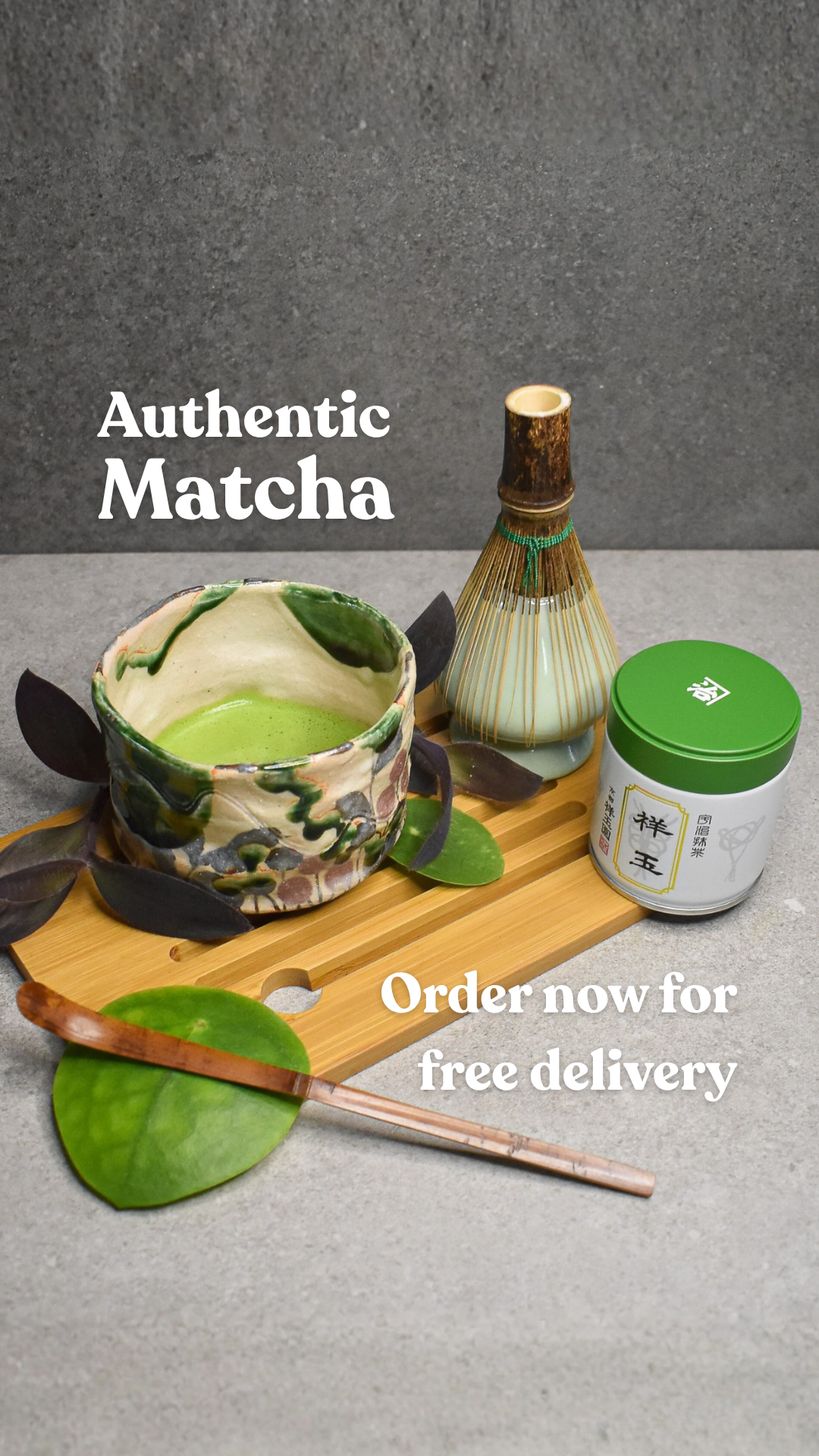 Tencha.ldn Facebook ad: Get free delivery at checkout