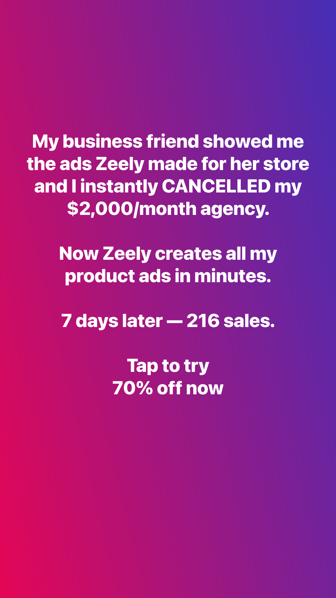Zeely Facebook ad