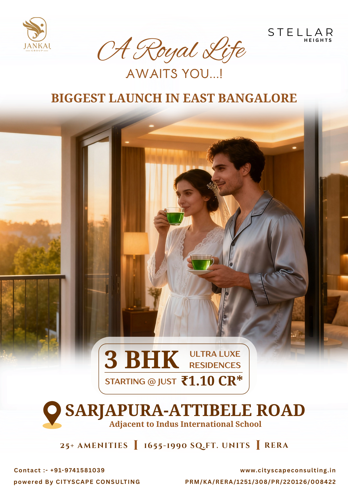Stellar Heights Facebook ad: 3 BHK Spacious | 1655-1990 sq.ft | @₹1.10 Cr | 2B+G+10…