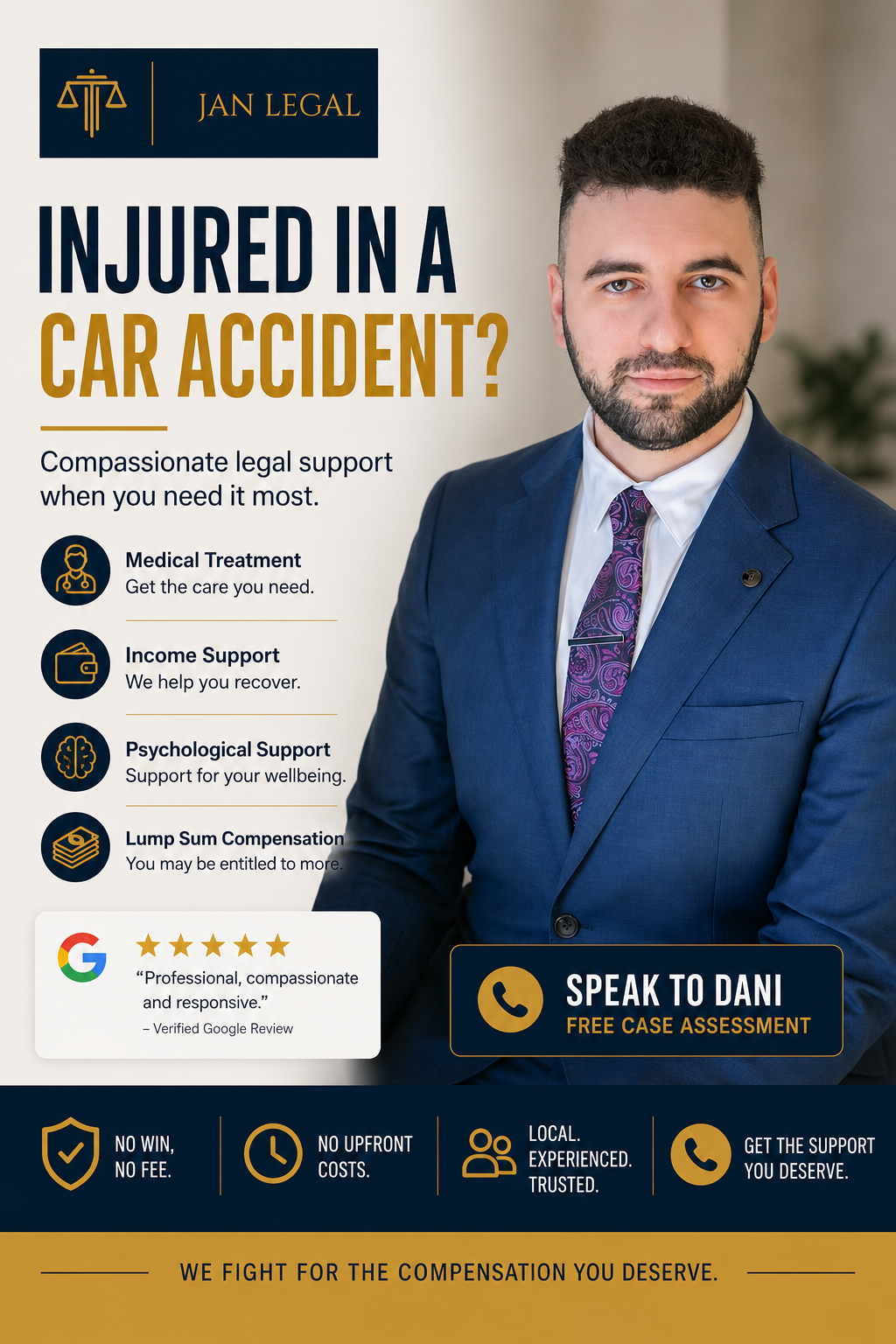 Jan Legal Facebook ad: Injured in a Car Accident?