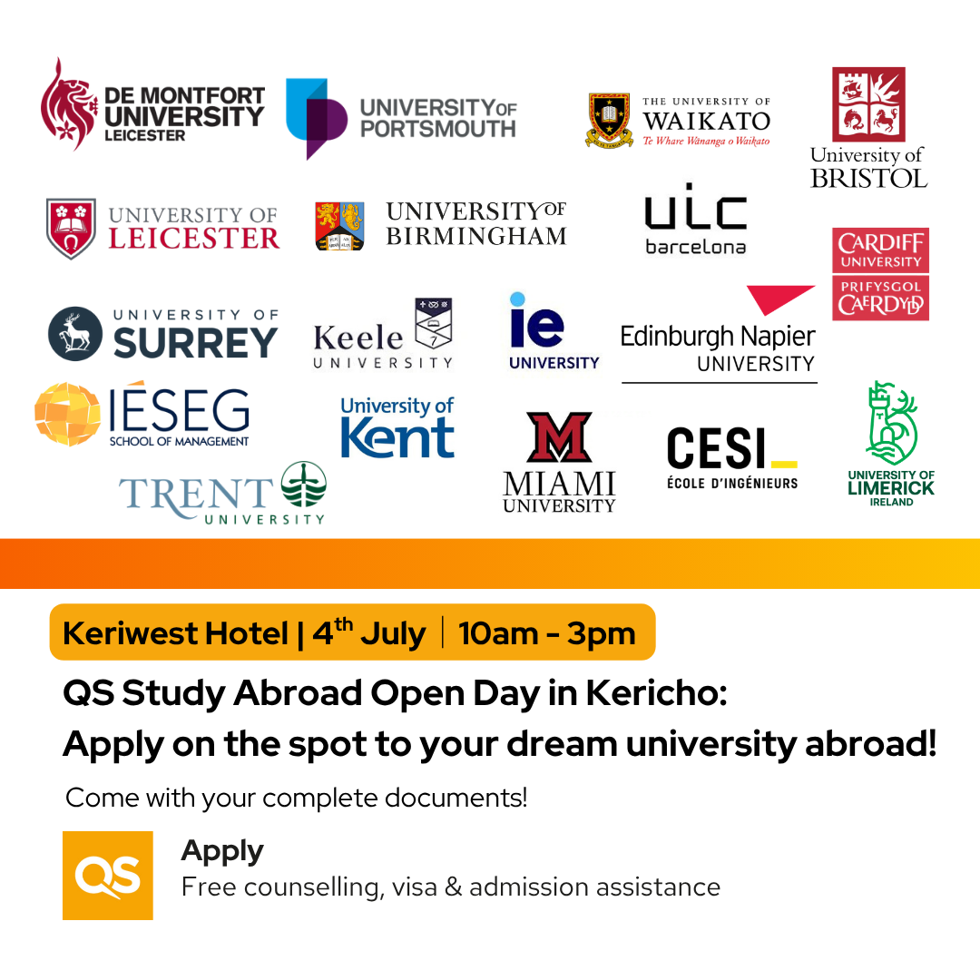 QS Africa Facebook ad: Study abroad without paying application fees.