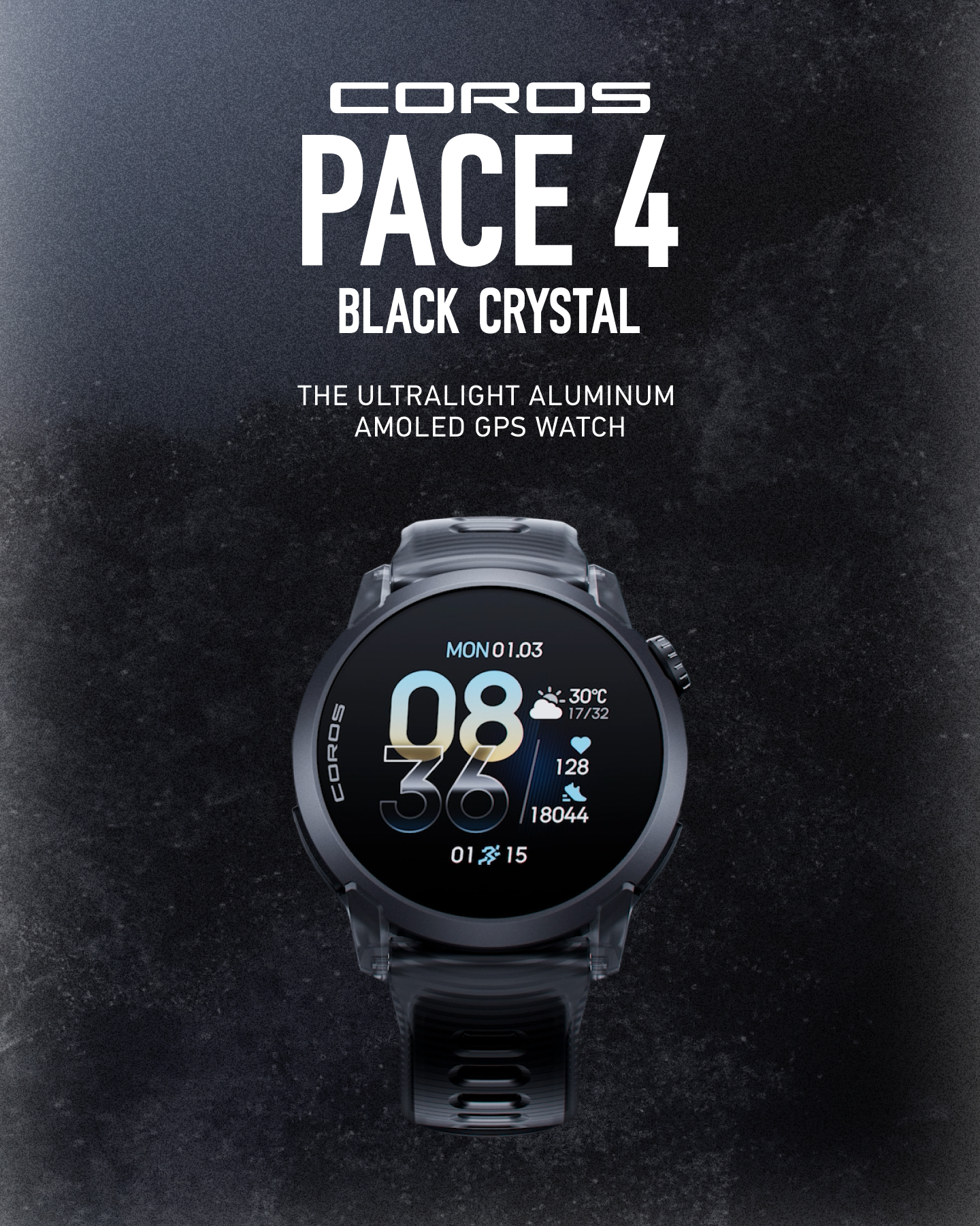 COROS Facebook ad: PACE 4 BLACK CRYSTAL