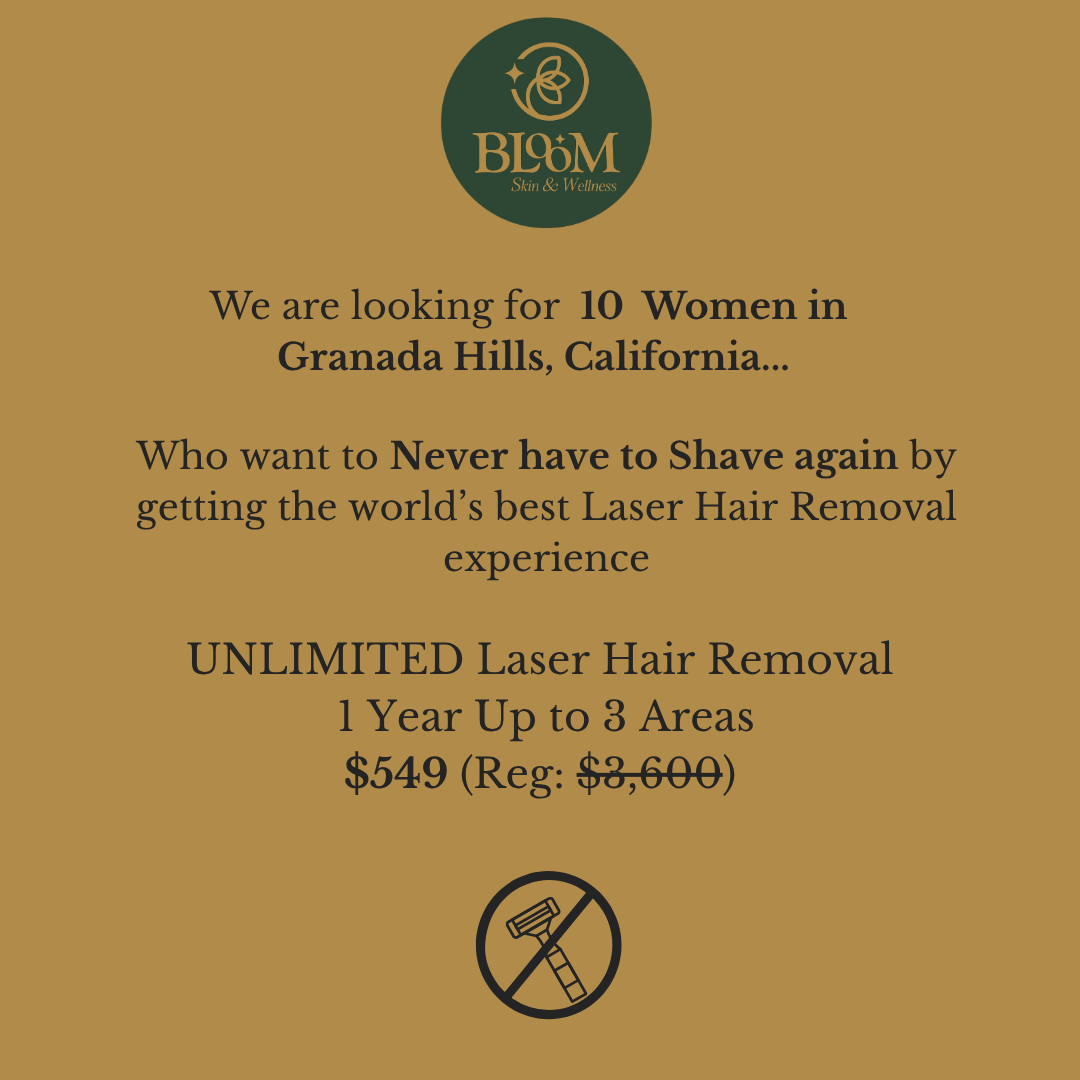 Bloom Skin and Wellness Facebook ad: Unlimited Laser Hair Removal, $549