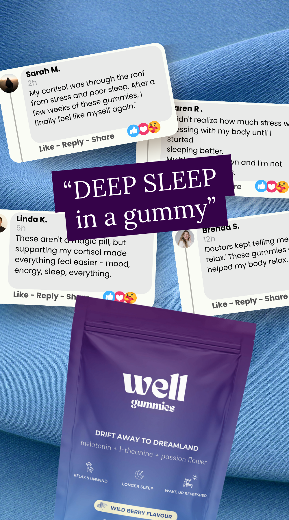 Well Rested Club Facebook ad: Took them at 10pm. Asleep by 10:20