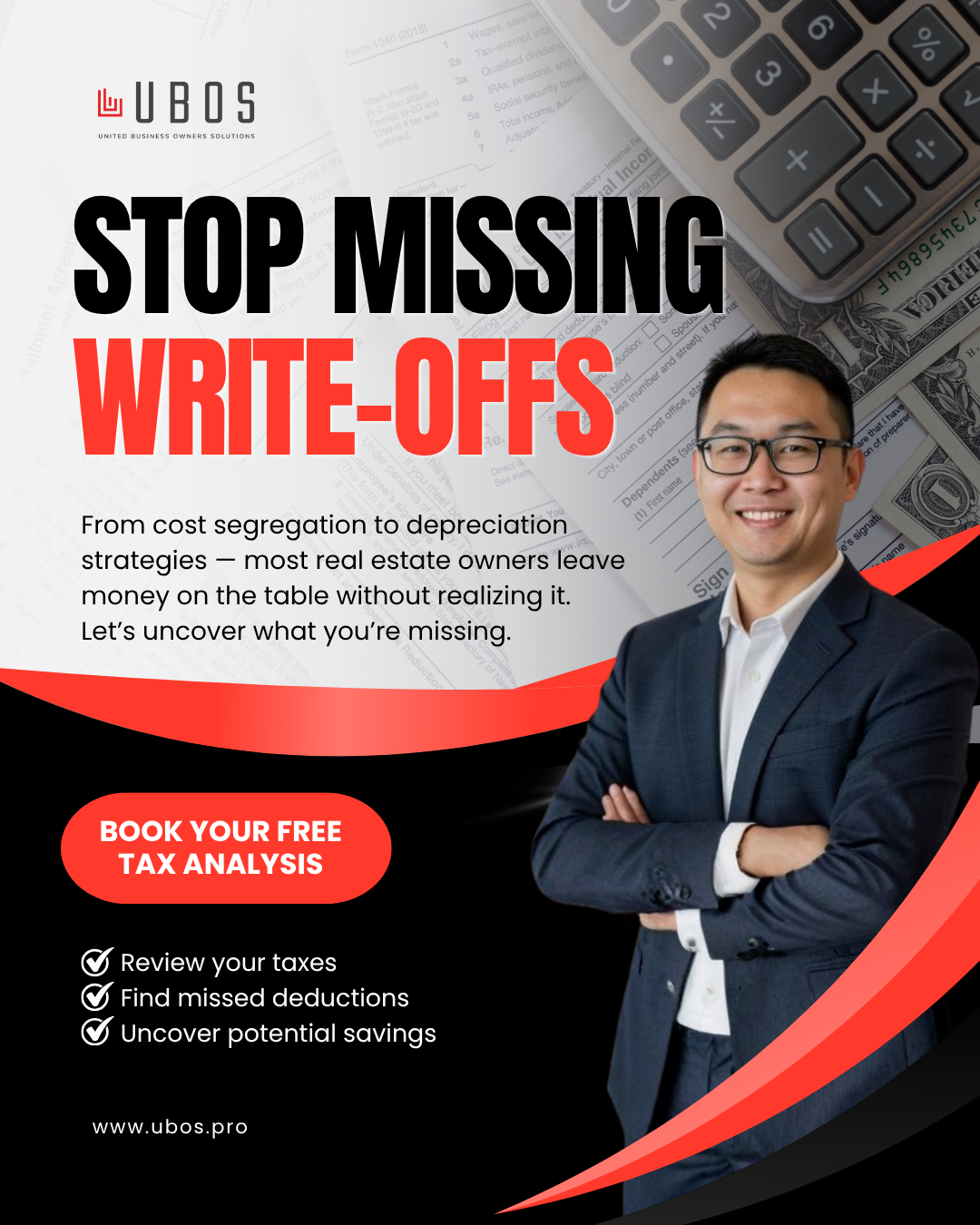 UBOS Facebook ad: Get FREE Tax Analysis