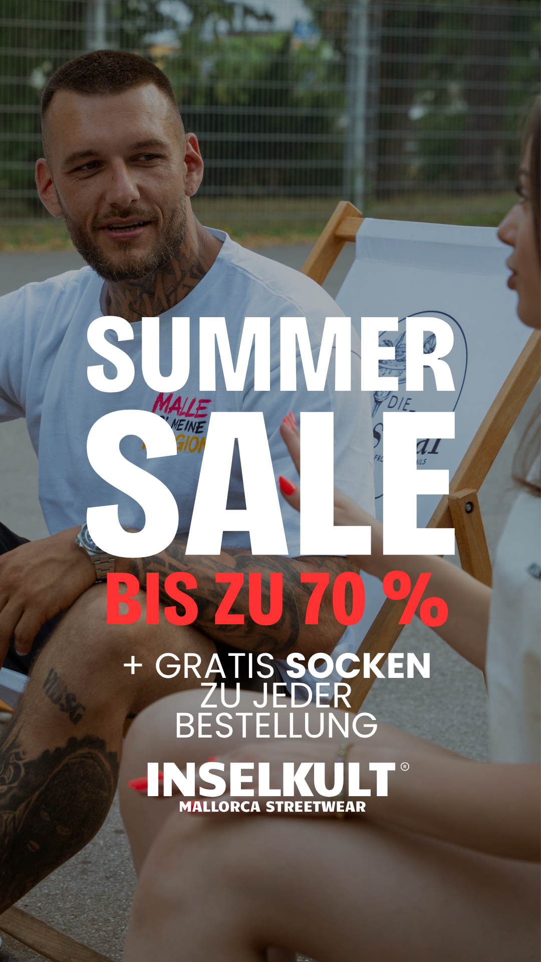Inselkult Facebook ad: Mallorca Streetwear im Sale.