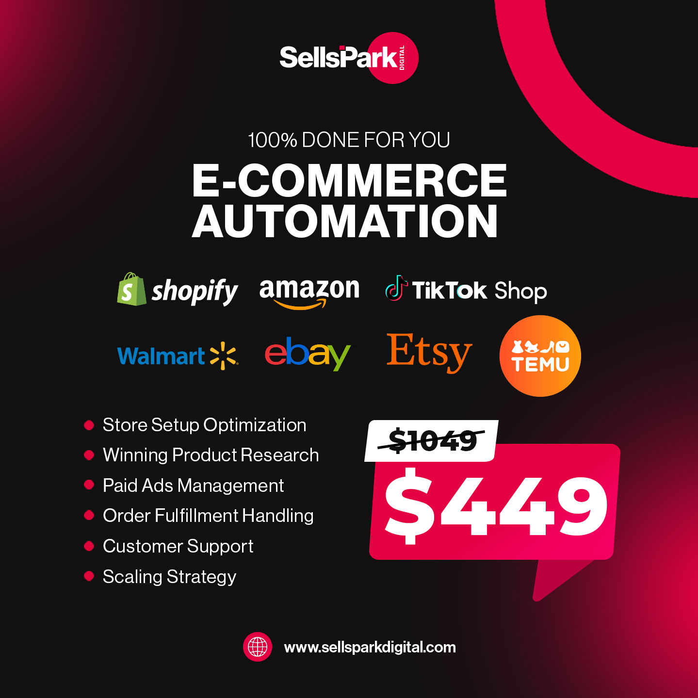 SellsPark Digital Facebook ad: E-Commerce Store for $499!