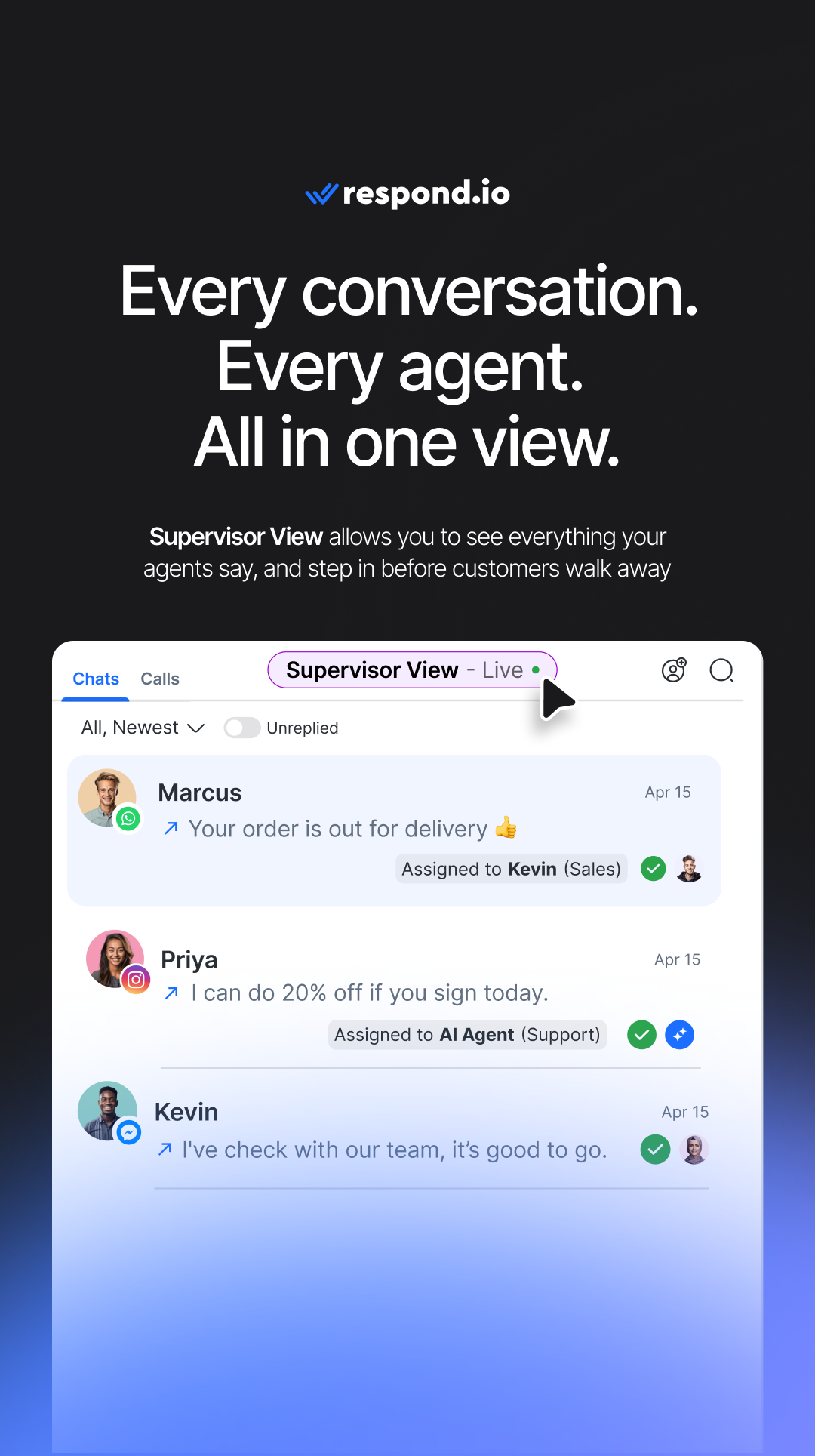 respond.io Facebook ad from Oct 12, 2026