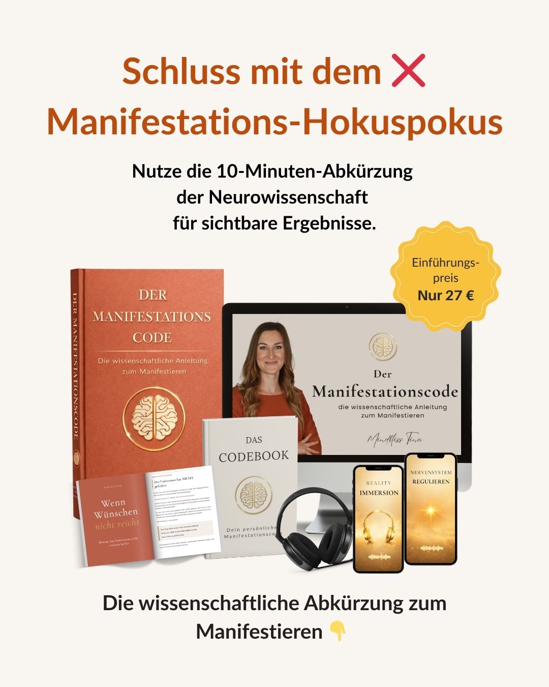 Mindbliss Facebook ad: Manifestieren funktioniert auch ohne Universum