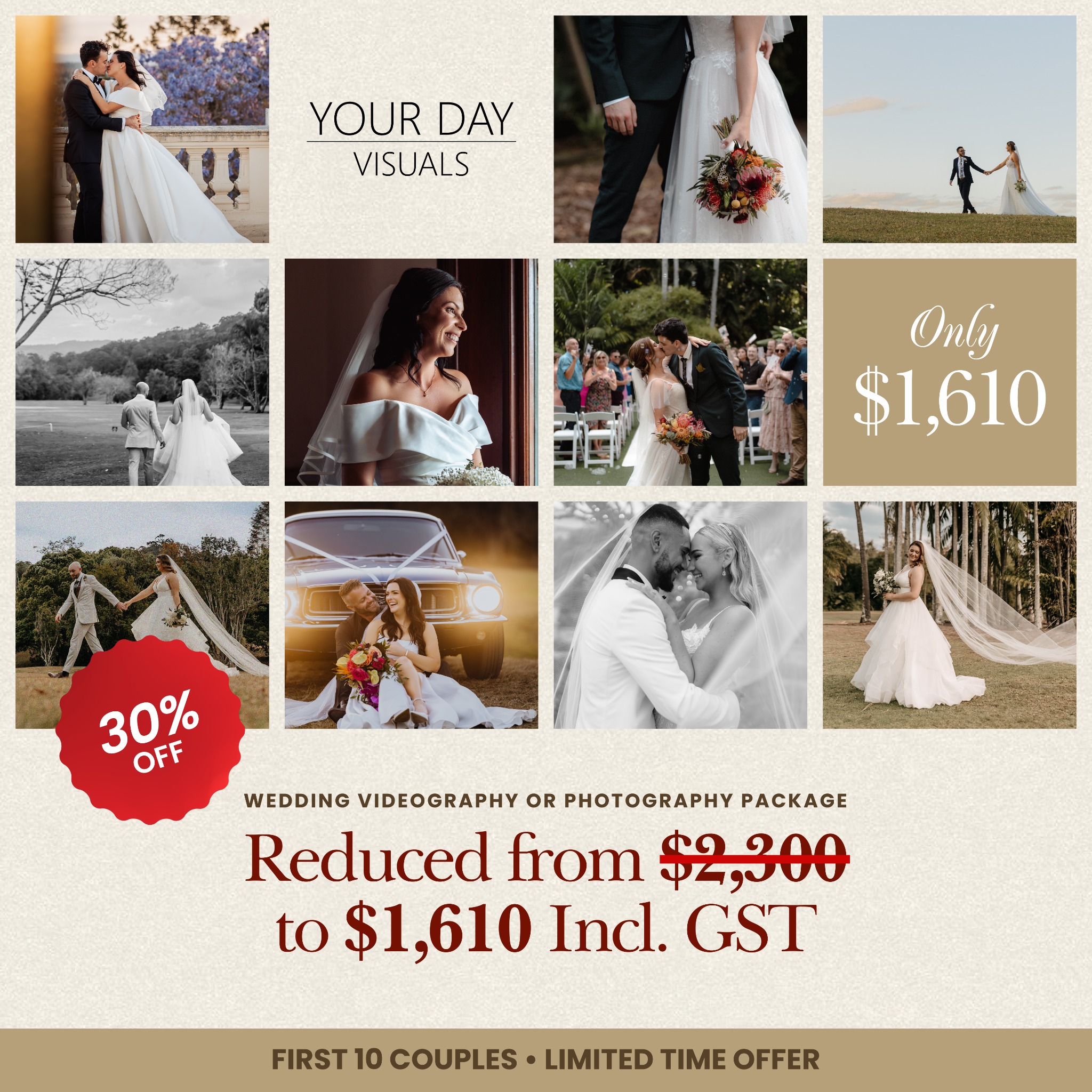 Your Day Visuals Facebook ad: Reduced From $2,300 to $1,610 Premium Quality Wedding…