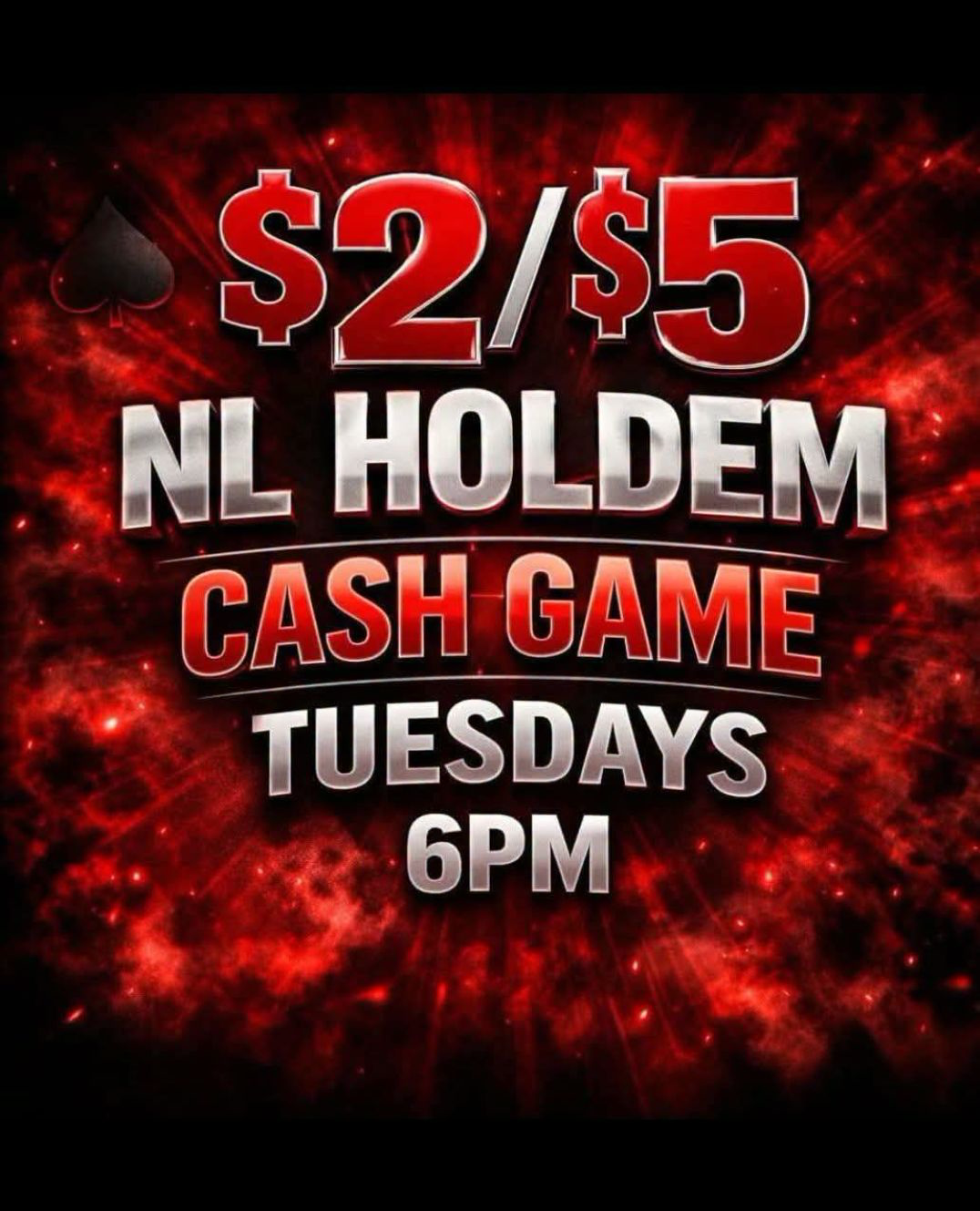The Diamond Social Club LLC Facebook ad: $2/$5 NL Holdem Cash Game Tuesday