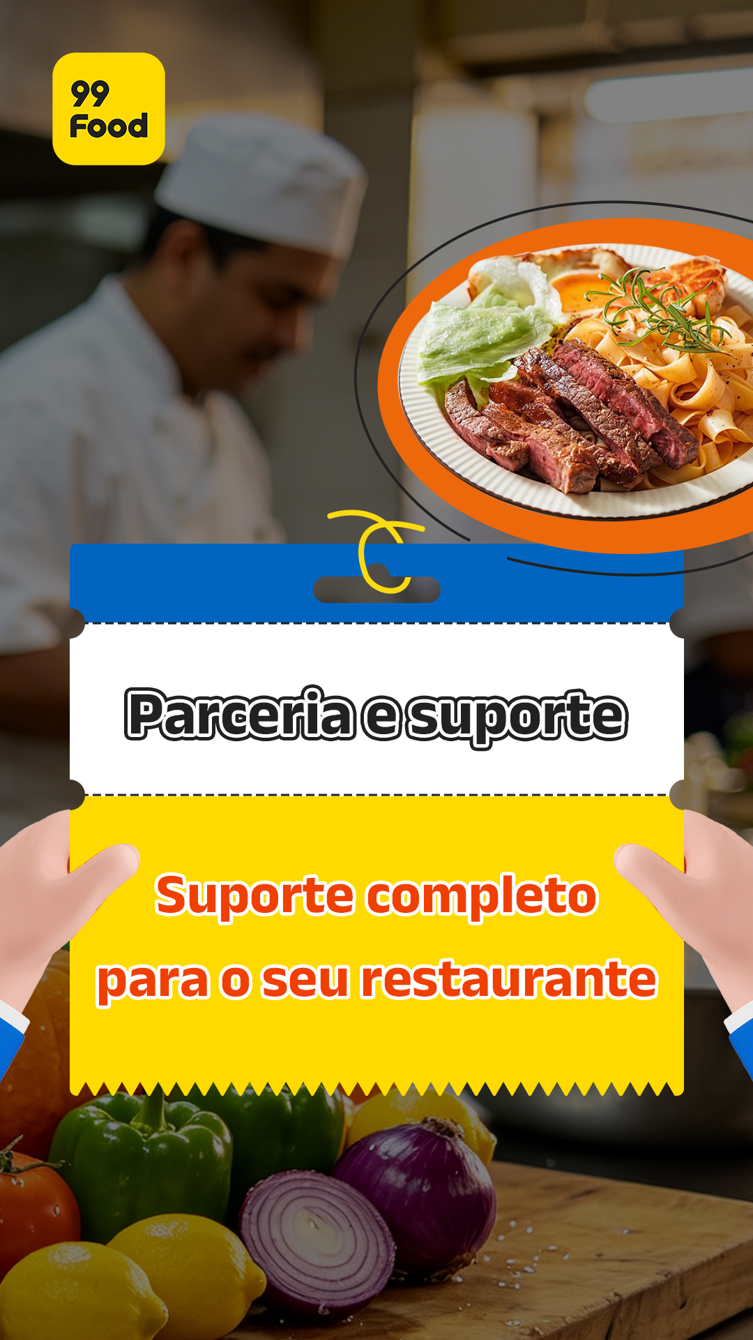 Vou de 99 Facebook ad: Cadastre seu restaurante agora