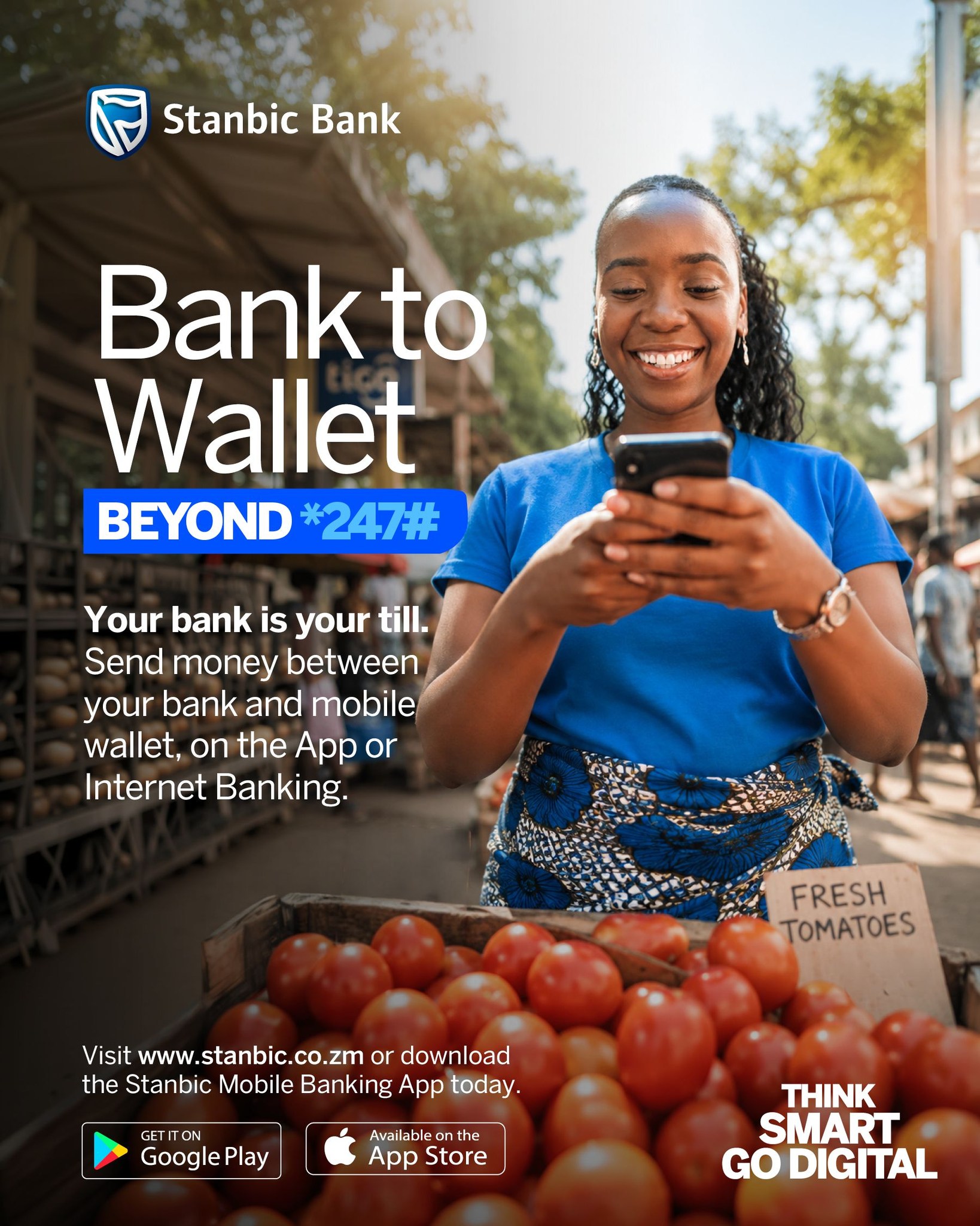 Stanbic Bank Zambia Facebook ad: With Stanbic’s Bank to Wallet, you can top…