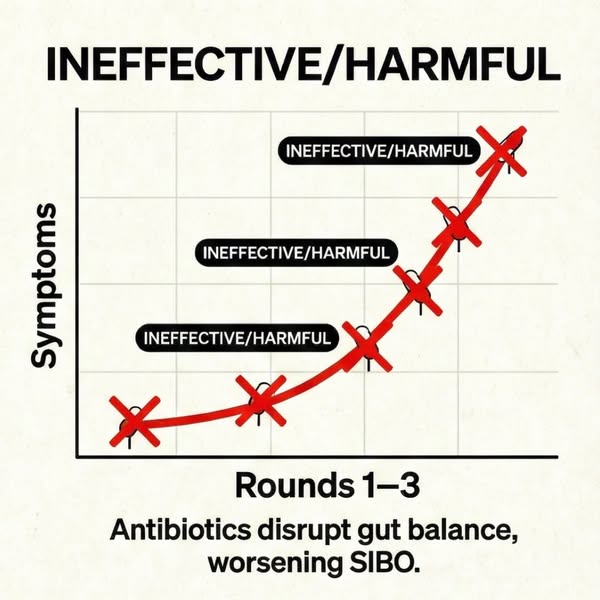 Dr. Lauren Bushnell Facebook ad: Stop SIBO Bloating & Pain Natural Ingredients