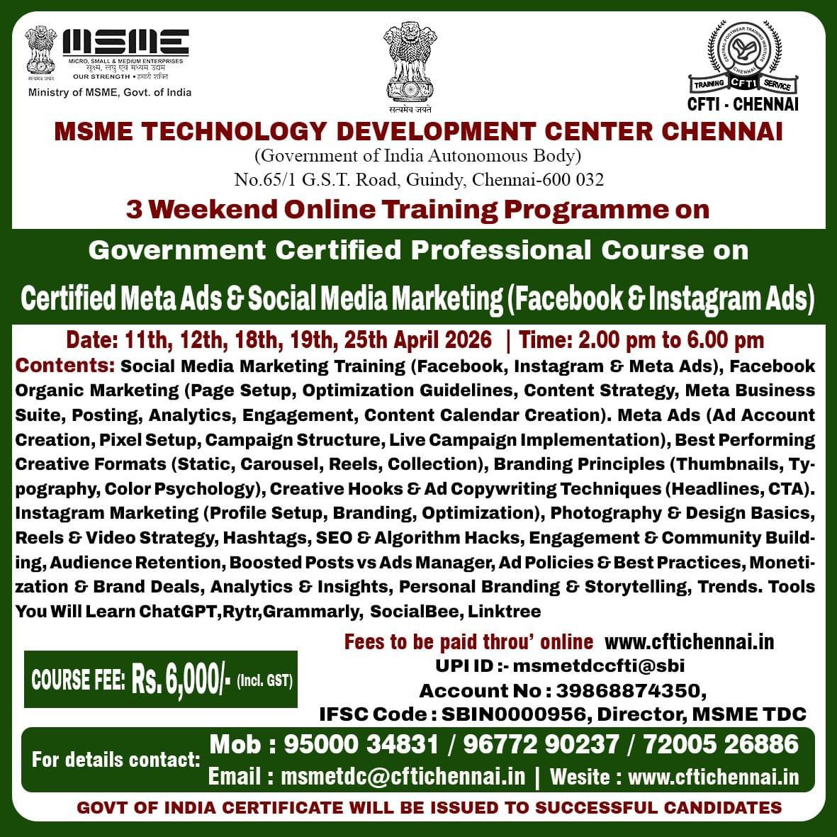 MSME TDC Facebook ad: Want to Master Meta Ads & Social Media…