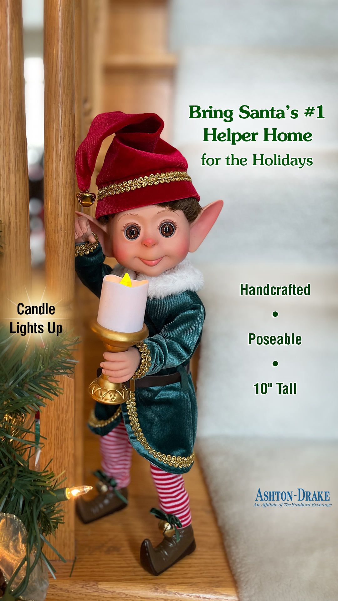The Bradford Exchange Facebook ad: Poseable Christmas Elf Doll Collection