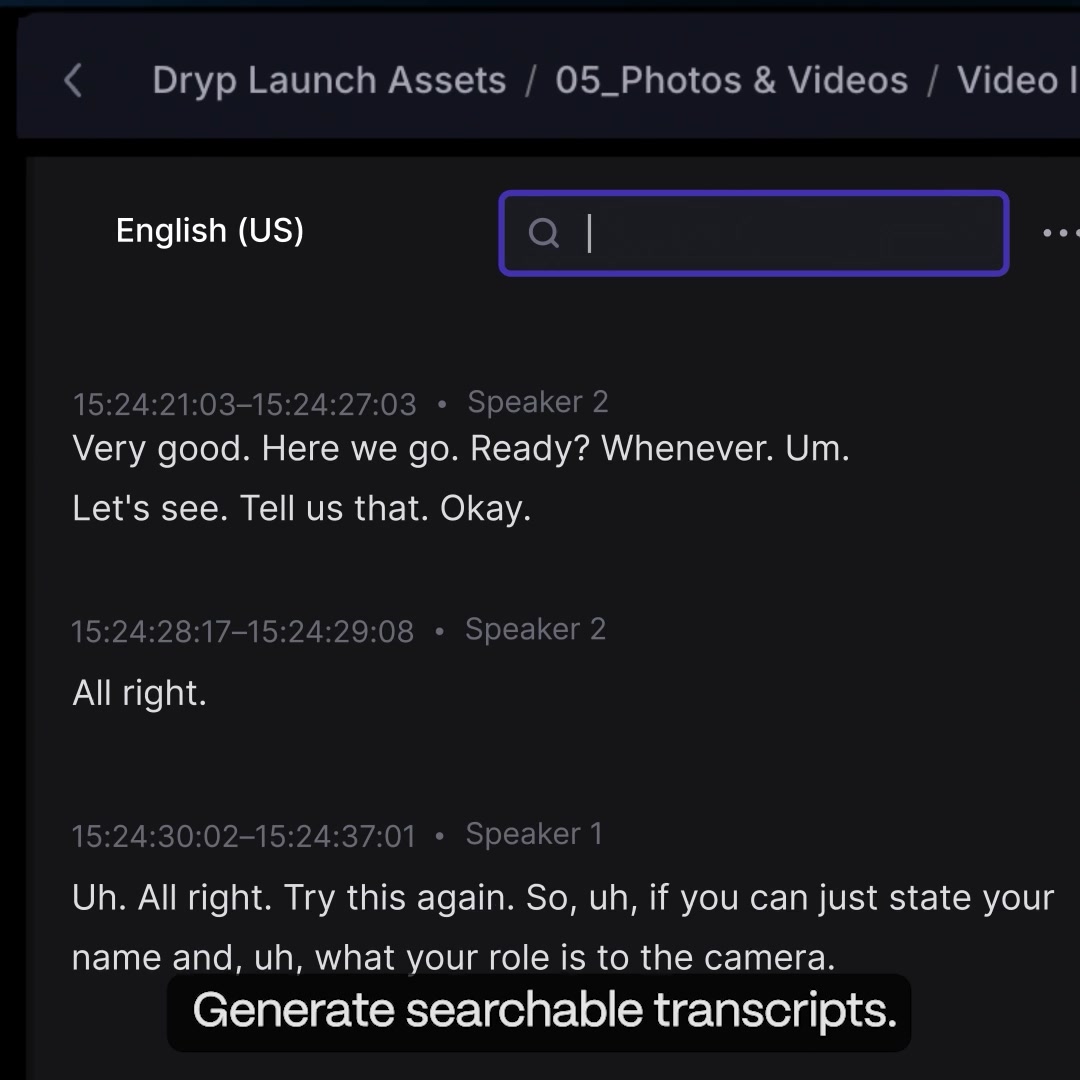 Frame.io Facebook ad: Frame.io | Transcripts and captions for fast review…