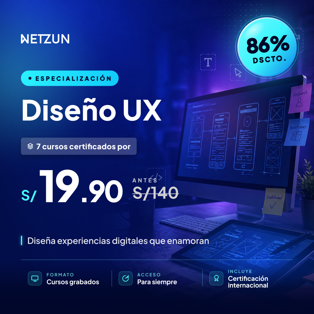 Netzun Facebook ad: Especialización en Diseño UX